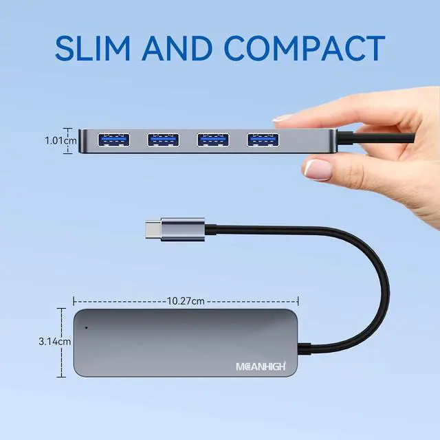 Alt view image 5 of 6 - USB C Hub USB 3.0 Hub for Laptop 4 Port USB Expander Multiport USB Splitter Type C Hub Dongle for MacBook Pro, Mac Mini iMac, Dell, HP, Chromebook, PC Flash Drive HDD