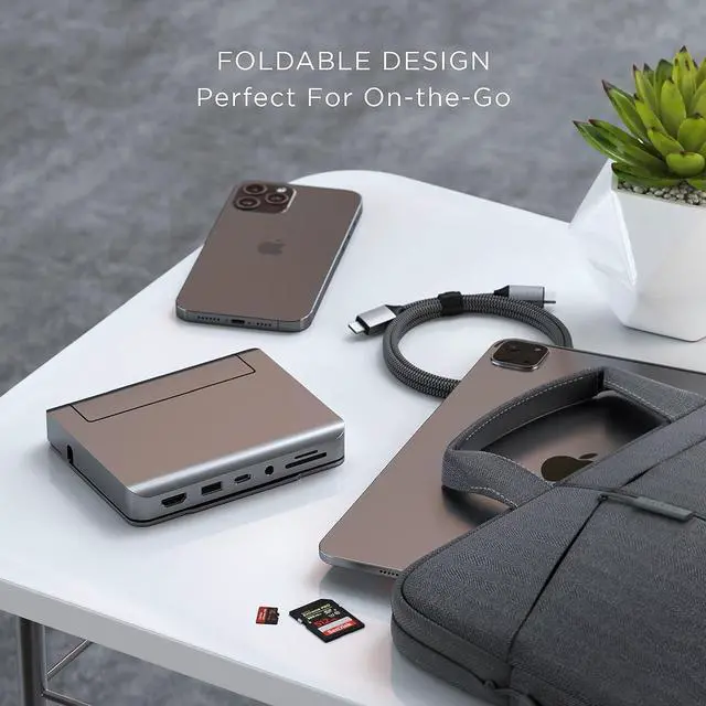 Alt view image 5 of 6 - Satechi USB C Hub - iPad Pro USB C Hub - Aluminum Stand & Hub  6-in-1 iPad Dock Foldable Stand  iPad Docking Station - iPad Hub for M2, M1 iPad Pro/iPad Air, iPad Mini 6 Gen