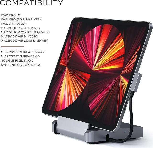 Alt view image 6 of 6 - Satechi USB C Hub - iPad Pro USB C Hub - Aluminum Stand & Hub  6-in-1 iPad Dock Foldable Stand  iPad Docking Station - iPad Hub for M2, M1 iPad Pro/iPad Air, iPad Mini 6 Gen