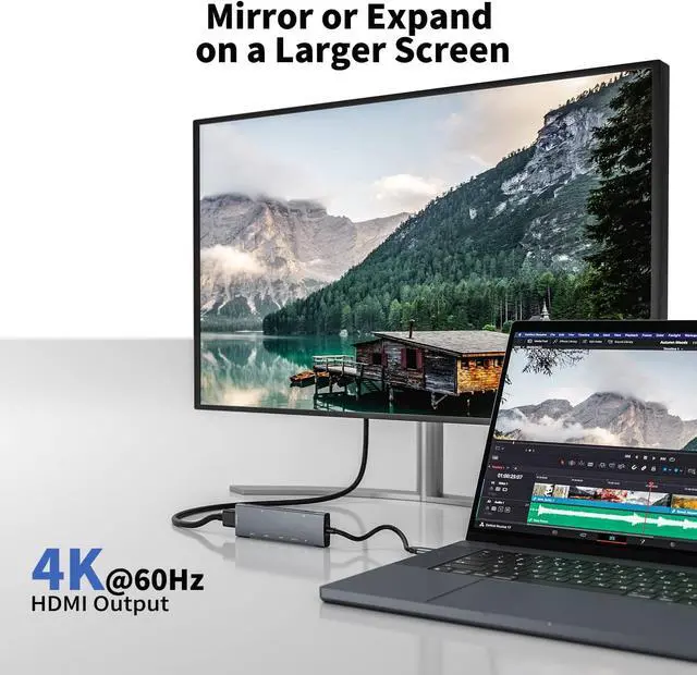 Alt view image 3 of 7 - USB C Hub 4K@60Hz HDMI Adapter,9in1 USB C Hub with 3.5m Jack,3 USB3.0,SD/TF Card Slot,100W USB C PD,USB-C3.0,for iPad Pro MacBook Pro Air M1 2022 2020,Steam Deck,iPad Air 6