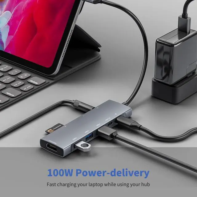 Alt view image 5 of 7 - USB C Hub 4K@60Hz HDMI Adapter,9in1 USB C Hub with 3.5m Jack,3 USB3.0,SD/TF Card Slot,100W USB C PD,USB-C3.0,for iPad Pro MacBook Pro Air M1 2022 2020,Steam Deck,iPad Air 6