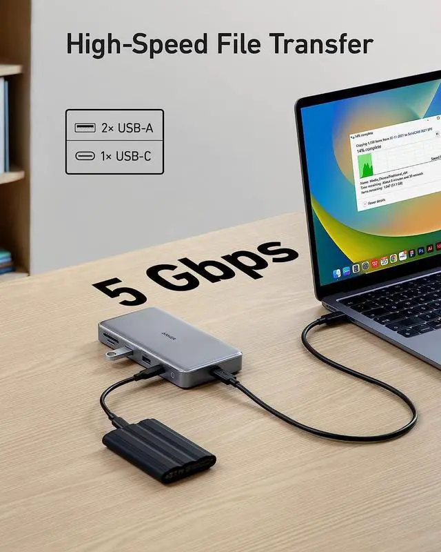 Alt view image 4 of 6 - Anker 563 USB-C Hub (10-in-1, Dual 4K HDMI, for MacBook), Docking Station Dual Monitor, with Max 100W Pd-in, 5Gbps USB Data Ports for M1/ M2 MacBook Pro, MacBook Air, Dell XPS, Thinkpad and More