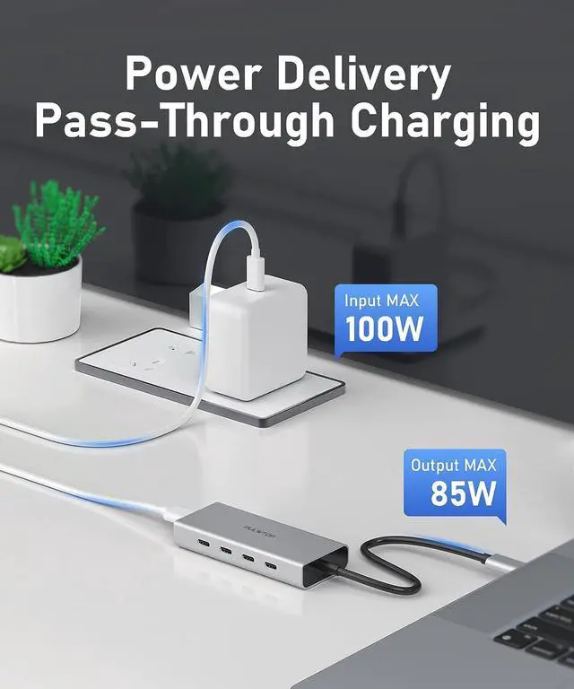 Alt view image 4 of 6 - PULWTOP 5 Port USB C Hub 10Gbps for Laptop, USB C Hub Power Delivery with 100W PD (Not Support Monitor) USB C to USB C Hub Multiport Adapter for MacBook Pro, Chromebook, iMac, XPS