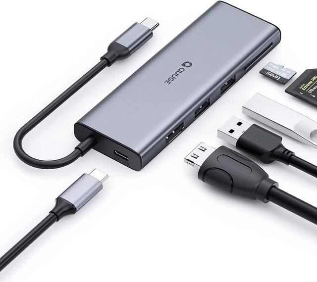 USB C Hub 4K 60Hz, QUUGE 6 in 1 USB C Hub Multiport Adapter with 100W