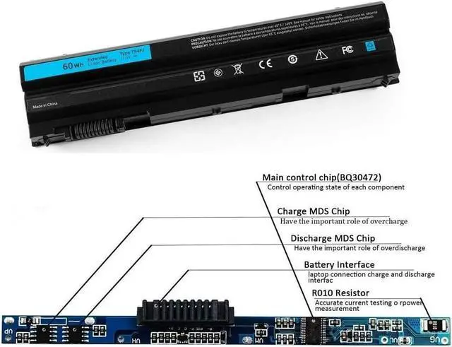 Alt view image 3 of 6 - TIIANTE 60WH T54FJ Laptop Battery Replacement for Dell Latitude E5420 E5520 E5430 E5530 E6420 E6430 E6520 E6530 E6440 Series 2P2MJ 312-1325 312-1165 M5Y0X PRV1Y 11.1V 6-Cell