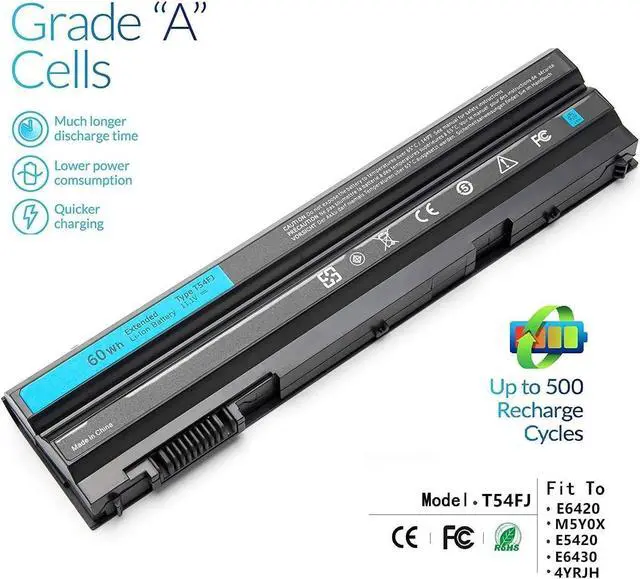 Alt view image 4 of 6 - TIIANTE 60WH T54FJ Laptop Battery Replacement for Dell Latitude E5420 E5520 E5430 E5530 E6420 E6430 E6520 E6530 E6440 Series 2P2MJ 312-1325 312-1165 M5Y0X PRV1Y 11.1V 6-Cell