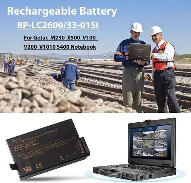 Alt view image 2 of 7 - BP-LC2600/33-01S1 Battery for Getac M230 X500 V100 V200 V1010 S400 Notebook BP-LP2900/33-01PI 338911120104 BP3S3P3450P-01 441847500001 11.1V 87Wh/7800mAh