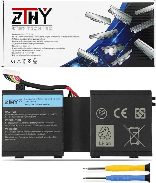 Main image of ZTHY 2F8K3 Battery Replacement for Dell Alienware 17 R1 17X M17X-R5 Alienware 18 R1 18X M18X-R3 Series Gaming Laptop 02F8K3 KJ2PX 0KJ2PX G33TT 0G33TT 0NU209 451-BBCB 14.8V 86Wh 5700mAh