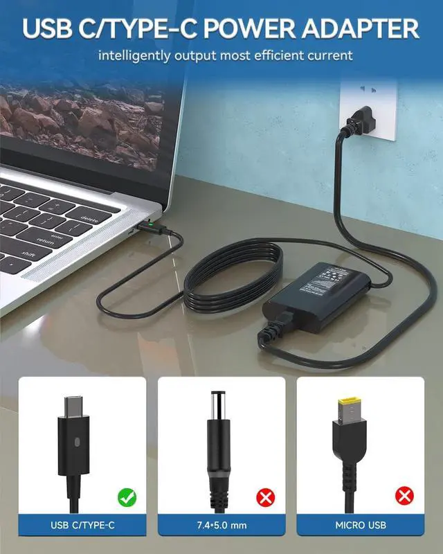 Alt view image 4 of 7 - 65W USB C Charger Compatible with Dell Inspiron 14 16 2-in-1:7620 7635 7486 7435 7430 7425 7420 5630 5625 5620 5440 5430 5330 5320 5310 5280 5510 5410 7390 7306 7415 7490 7400 Laptop Power Cord