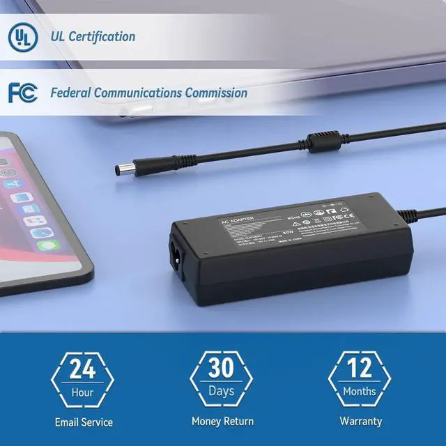 Alt view image 2 of 7 - 90W AC Adapter Laptop Charger Compatible with HP Elitebook 8460P 8770w Pavilion Probook Series Power Supply (5.0mm*7.4mm)