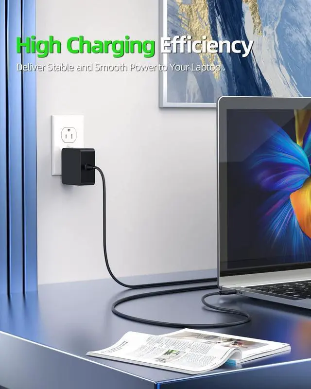 Alt view image 7 of 7 - Dexpt Charger for Asus Zenbook 14 13 S13 S Flip 3 Deluxe Duo 14 Chromebook Expertbook Vivobook Laptop (Safety Certified by UL), USB-C, Fast Charging, Foldable Plug, 7.5FT Power Cord, 65W 45W