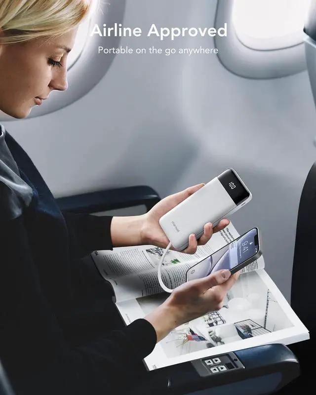 Alt view image 7 of 7 - Portable Charger with Built in Cables, Portable Charger with Cords Wires Slim 10000mAh Travel Battery Pack 6 Outputs 3 Inputs 3A Fast Charging Power Bank for Samsung Google Pixel LG Moto iPhone iPad