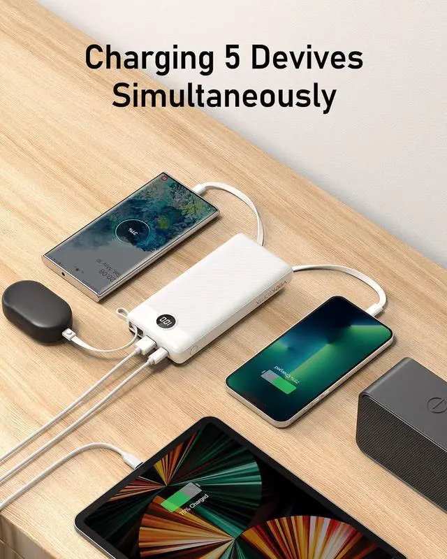 Alt view image 5 of 7 - VEEKTOMX Portable Charger Built-in Cables, 20000mAh Power Bank for iPhone, USB C Fast Charge Battery Pack, Travel Essentials Backup Battery Bank, Compatible with iPhone 15/14, Samsung, Andriod, Etc