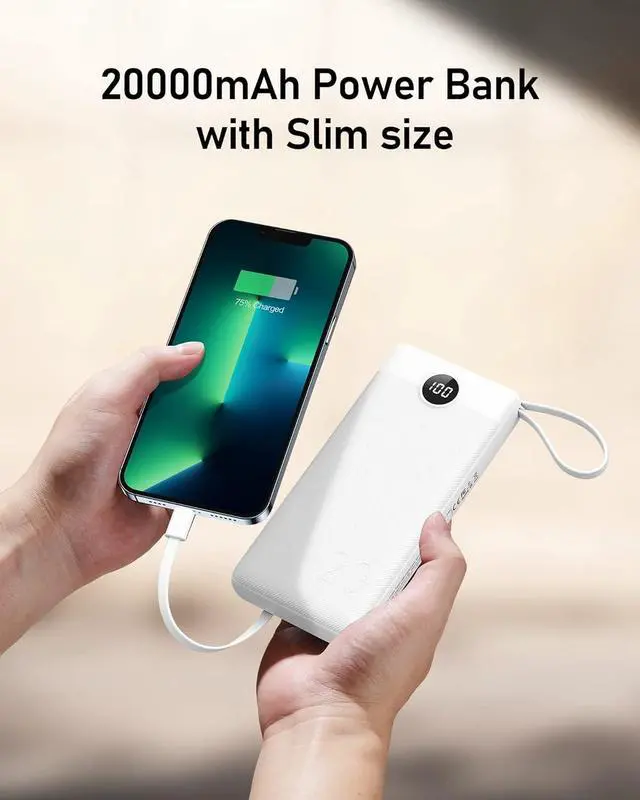 Alt view image 7 of 7 - VEEKTOMX Portable Charger Built-in Cables, 20000mAh Power Bank for iPhone, USB C Fast Charge Battery Pack, Travel Essentials Backup Battery Bank, Compatible with iPhone 15/14, Samsung, Andriod, Etc