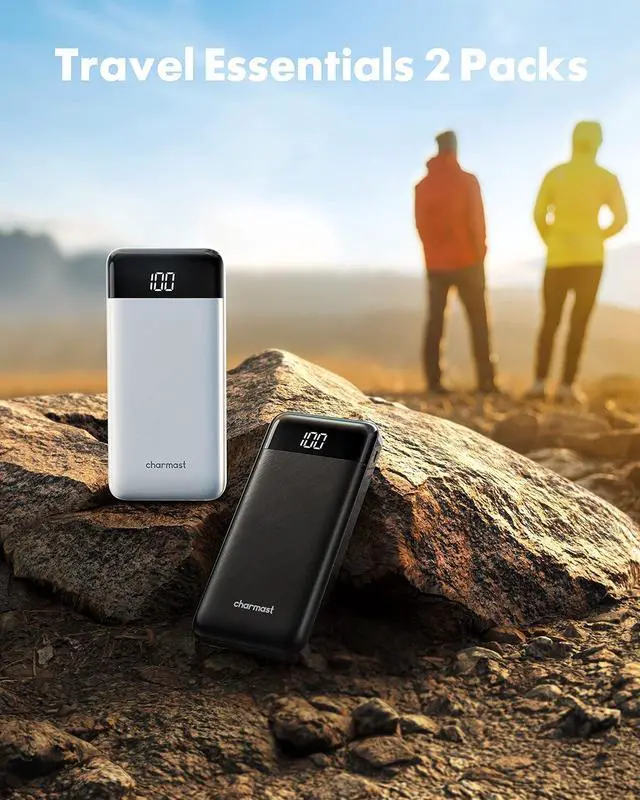 Alt view image 7 of 7 - 2 Packs Portable Chargers with Built in Cables 2PCS Slim 10000mAh Travel Essentials Battery Pack 6 Outputs 3A Power Banks for iPhone  Pixel LG Moto iPad