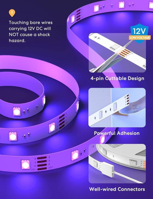Alt view image 6 of 7 - Smart LED Strip Lights 16.4ft WiFi Strip Work with Apple HomeKit Alexa Google Home and SmartThings 16 Million Colors with App Control and RGB LED Lights for Bedroom Living Room Kitchen
