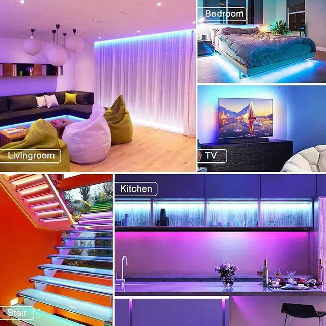 Alt view image 3 of 7 - Bluetooth LED Strip Lights, ALED Light 5050 10M (2 x 5M) 300 LED Stripes Lights Smart-Phone Controlled Waterproof RGB LED Brand Light for Home&Outdoor Decoration