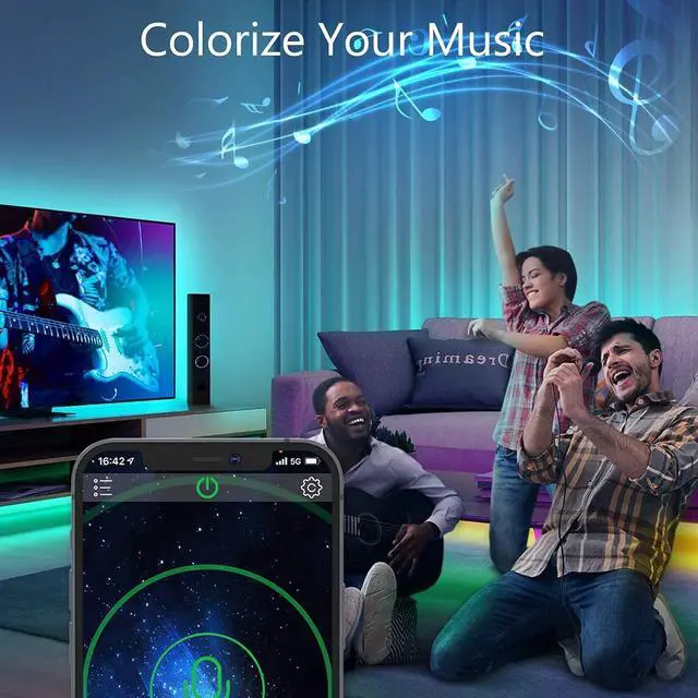 Alt view image 6 of 7 - Bluetooth LED Strip Lights, ALED Light 5050 10M (2 x 5M) 300 LED Stripes Lights Smart-Phone Controlled Waterproof RGB LED Brand Light for Home&Outdoor Decoration