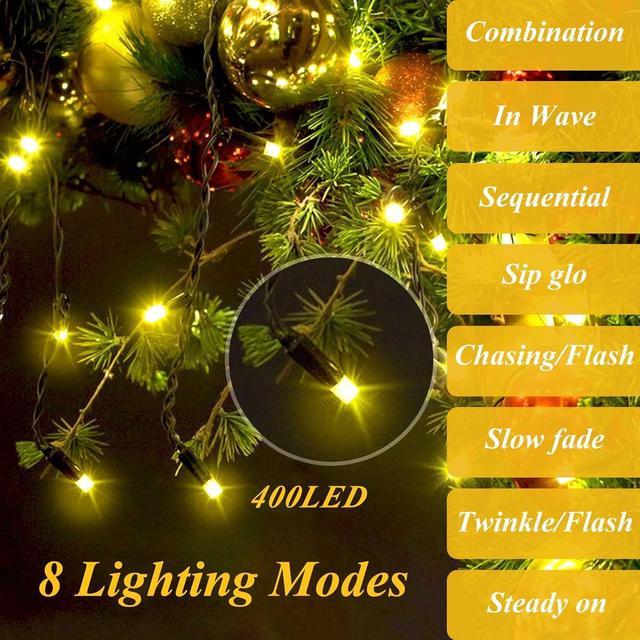 400 LED Christmas Tree Lights, Christmas Lights with 8 Light Modes & Memory  Function, 6.6FT x 16 String Lights with Timing Function & Remote Control