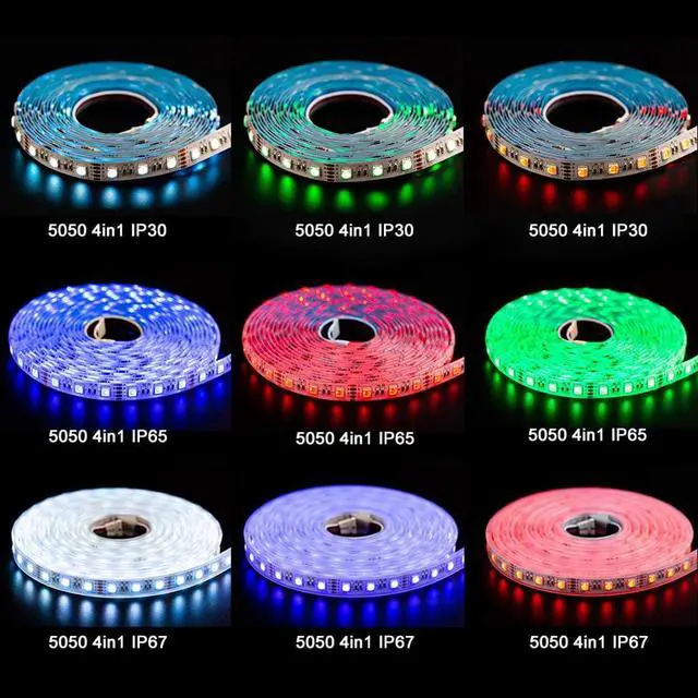 Alt view image 2 of 7 - 5050 RGBW RGB+Cool White(6000K-7000K) 4 Colors in 1 LED Tape Light DC12V 5m 16.4ft 60LED/m Multi-Colored IP30 White 12mm PCB for Bedroom Kitchen Home Decoration(No Adapter or Controller)