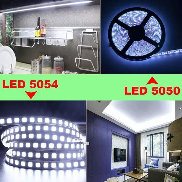 Alt view image 3 of 7 - LED Light Strip, 16.4ft 600 Units SMD 5054 LEDs(5050 Upgraded), 16000LM Flexible 12V DC Light Strips, LED Ribbon, DIY Christmas Home Kitchen Indoor Party Decoration (Waterproof IP65, Cold White 6500K)