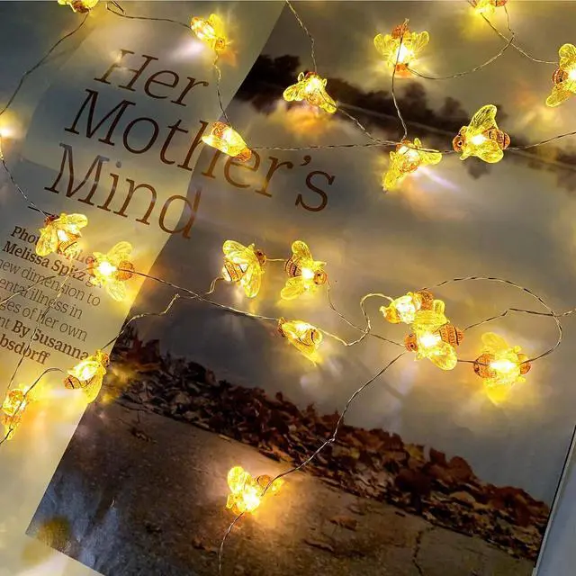 Alt view image 6 of 6 - 40 LED Honeybee Fairy String Lights Waterproof Battery Operated 8 Modes with Remote Control for Wedding, Party, Festival, Indoor, Outdoor (Honeybee)