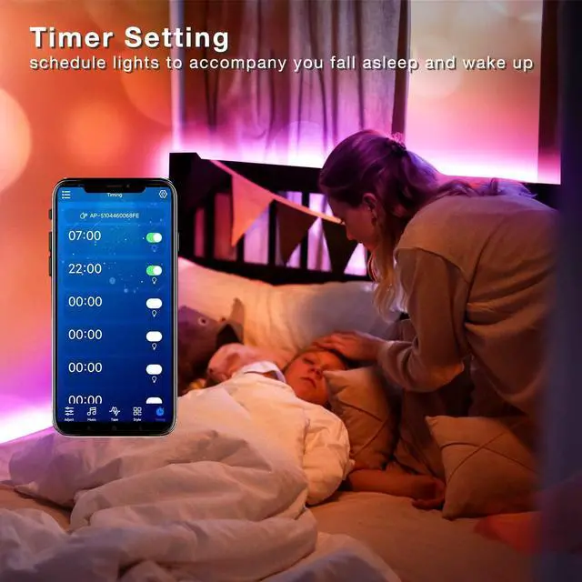 Alt view image 4 of 7 - LED Lights for Bedroom 200ft Music Sync Color Changing Smart App Control with Remote Ultra-Long LED Strip Lights for Party Home Decoration.