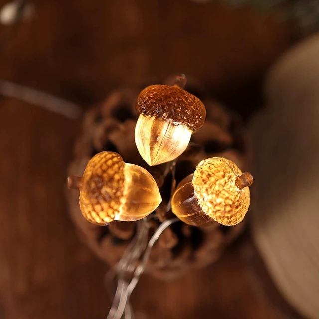 Alt view image 2 of 7 - JASHIKA 3D Twinkle Acorn Fall Decorations Harvest String Lights 10ft Copper Wire 30 LEDs Battery Powered with Timer Remote Control for Wedding Bedroom Fireplace Mantel Ice Age Ornaments Home Decor