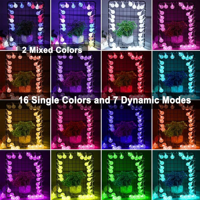 Alt view image 3 of 7 - OMIKA Color Changing Globe String Lights USB Plug, 16.5ft 50 LEDs Crystal Bubble Ball Fairy Lights with Remote Timer Ambient Lighting for Girls Bedroom Home Xmas Halloween Party Decor (16 Colors)