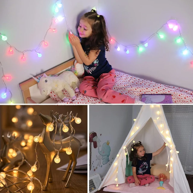 Alt view image 4 of 7 - OMIKA Color Changing Globe String Lights USB Plug, 16.5ft 50 LEDs Crystal Bubble Ball Fairy Lights with Remote Timer Ambient Lighting for Girls Bedroom Home Xmas Halloween Party Decor (16 Colors)