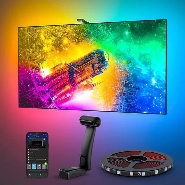 Main image of Govee Envisual TV LED Backlight T2 with Dual Cameras, 11.8ft RGBIC Wi-Fi LED Strip Lights for 55-65 inch TVs, Double Strip Light Beads, Smart App Control, Music Sync