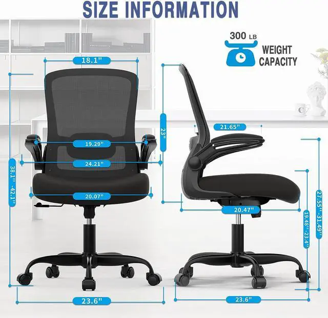 Alt view image 2 of 7 - Office Chair, Ergonomic Desk Chair with Adjustable Lumbar Support, High Back Mesh Computer Chair with Flip-up Armrests-BIFMA Passed Task Chairs, Executive Chair for Home Office