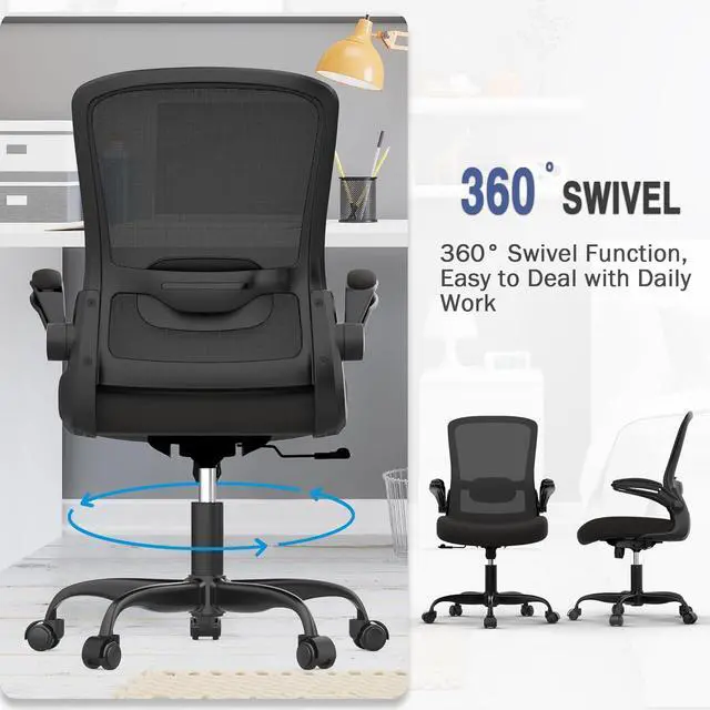 Alt view image 3 of 7 - Office Chair, Ergonomic Desk Chair with Adjustable Lumbar Support, High Back Mesh Computer Chair with Flip-up Armrests-BIFMA Passed Task Chairs, Executive Chair for Home Office