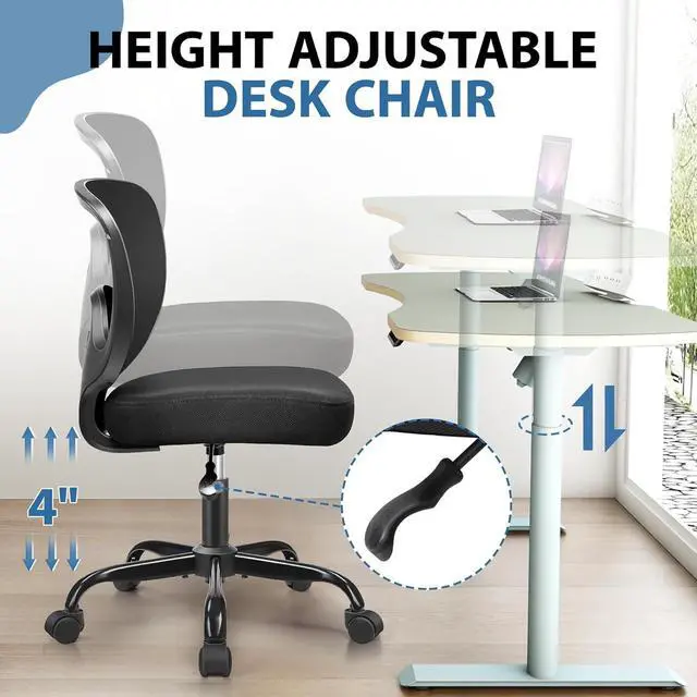 Alt view image 4 of 6 - Primy Office Chair Ergonomic Desk Chair, Breathable Mesh Mid Back Computer Chair with Adjustable Height Comfortable Armless Executive Rolling Swivel Task Chair with Wheels for Home Studying Gaming