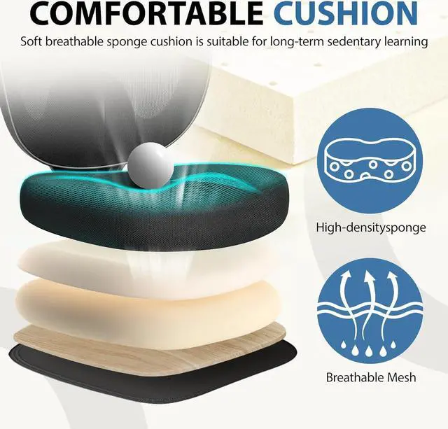 Alt view image 5 of 6 - Primy Office Chair Ergonomic Desk Chair, Breathable Mesh Mid Back Computer Chair with Adjustable Height Comfortable Armless Executive Rolling Swivel Task Chair with Wheels for Home Studying Gaming