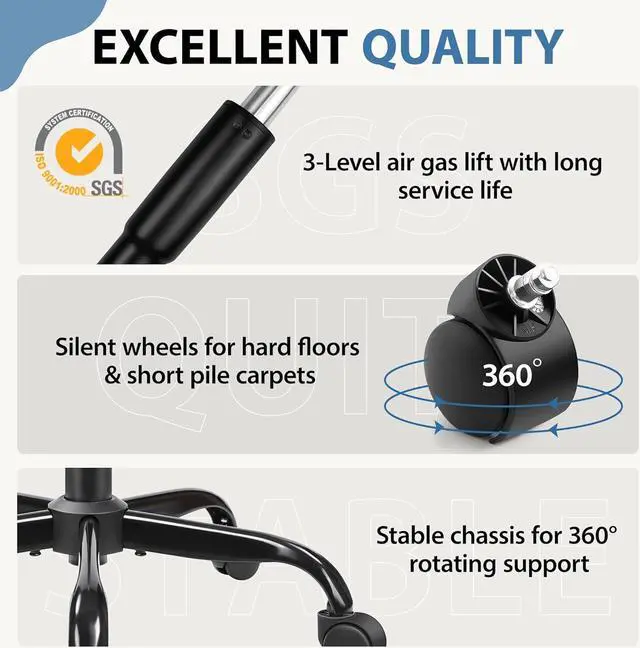 Alt view image 6 of 6 - Primy Office Chair Ergonomic Desk Chair, Breathable Mesh Mid Back Computer Chair with Adjustable Height Comfortable Armless Executive Rolling Swivel Task Chair with Wheels for Home Studying Gaming