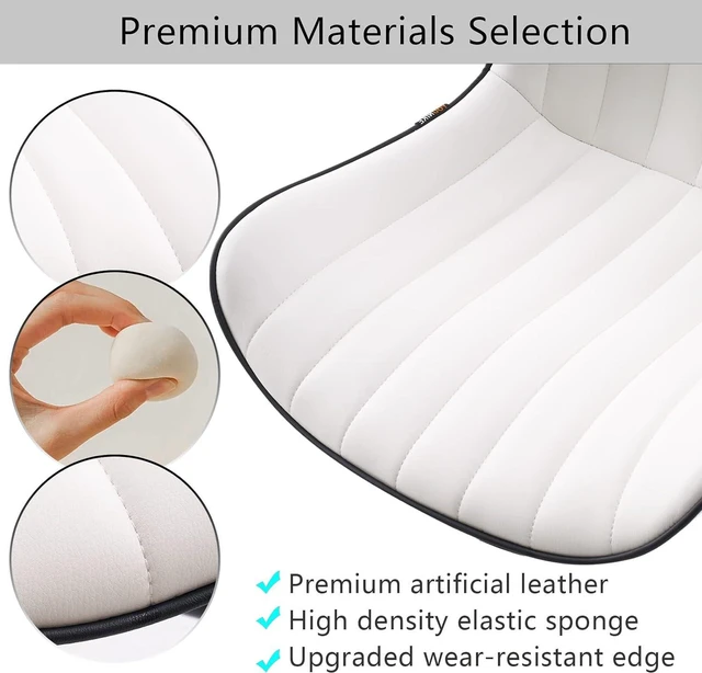 Alt view image 3 of 7 - YOUNIKE Office Chair Swivel Desk Chair Upholstered Faux Leather Height Adjustable with Wheels Computer Task Chair Modern Rolling Armless High Back, White