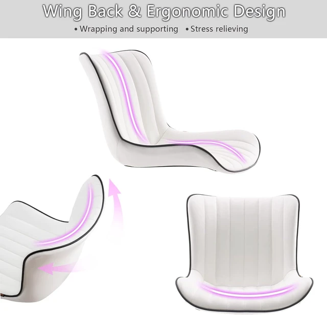 Alt view image 5 of 7 - YOUNIKE Office Chair Swivel Desk Chair Upholstered Faux Leather Height Adjustable with Wheels Computer Task Chair Modern Rolling Armless High Back, White