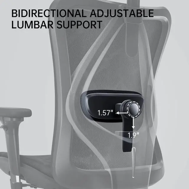 Alt view image 5 of 7 - M57 Ergonomic Office Chair with 3 Way Armrests Lumbar Support and Adjustable Headrest High Back Tilt Function Black
