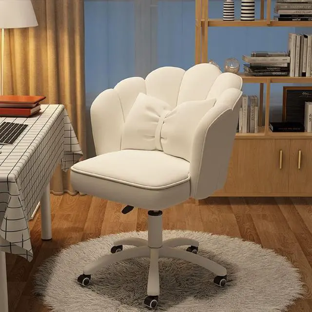 Main image of Cute Petal Desk Chair Velvet Home Office Butterfly Chairs with Bow Cushion Makeup Vanity Chair for Bedroom Computer Task Chairs