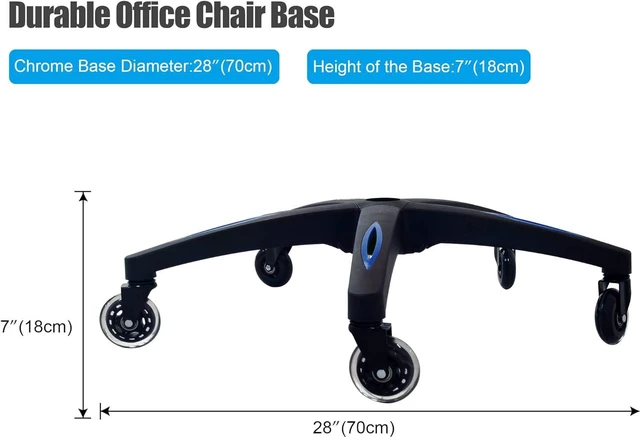 Alt view image 3 of 7 - Frassie 28 inch Nylon Gaming Chair Base with 5 Casters, Heavy Duty Boss Office Chair Base Part Replacement (Blue)