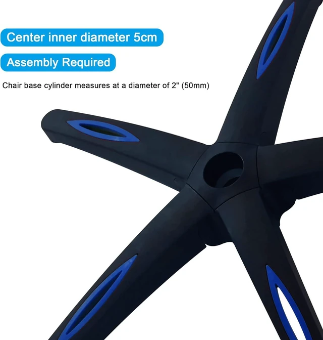 Alt view image 4 of 7 - Frassie 28 inch Nylon Gaming Chair Base with 5 Casters, Heavy Duty Boss Office Chair Base Part Replacement (Blue)