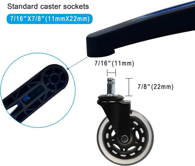 Alt view image 5 of 7 - Frassie 28 inch Nylon Gaming Chair Base with 5 Casters, Heavy Duty Boss Office Chair Base Part Replacement (Blue)