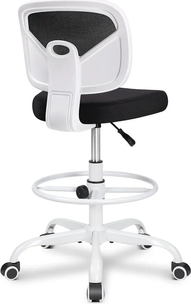 Main image of Primy Office Drafting Chair Armless, Tall Office Desk Chair Adjustable Height and Footring, Mid-Back Ergonomic Standing Desk Chair Mesh Rolling Tall Chair for Art Room, Office or Home(White)