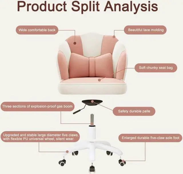 Alt view image 4 of 7 - Home Office Desk Butterfly Chair with Mid-Back Upholstered Modern Tufted Computer Task Chair Swivel Height Adjustable Velvet Accent Chair
