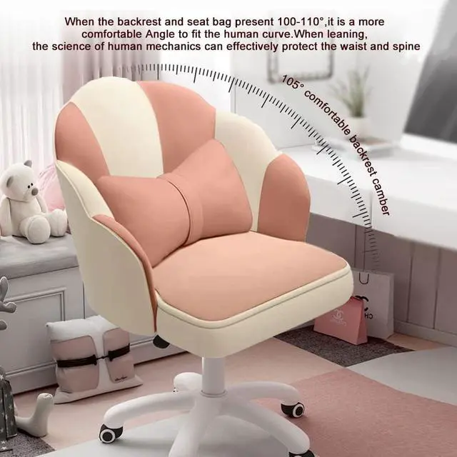Alt view image 7 of 7 - Home Office Desk Butterfly Chair with Mid-Back Upholstered Modern Tufted Computer Task Chair Swivel Height Adjustable Velvet Accent Chair