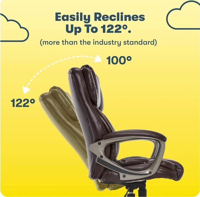 Alt view image 7 of 7 - Leather Ergonomic Executive Office Chair with Lumbar Support