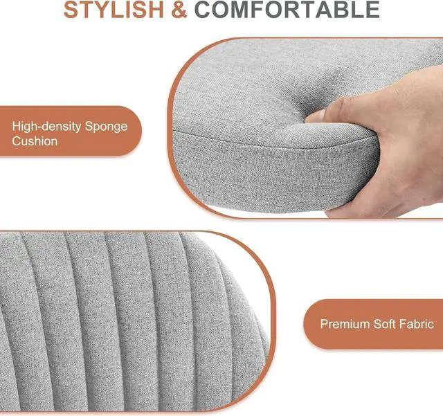 Alt view image 3 of 7 - Office Desk Chair, Modern Cute Rolling Vanity Swivel Task Chairs with Wheels, Comfortable Back Seat Armless for Home, Bedrooms, Office, Study, Student, Adults, Make-up, Dressing Room, Cloud