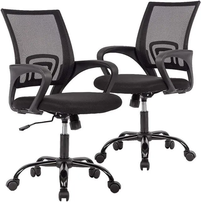 Main image of BestOffice Mesh Computer Back Support Modern Executive Adjustable Task Rolling Swivel Chair for Women,Men(2 Pack) (Black)