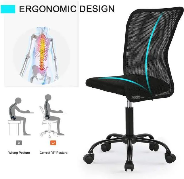 Alt view image 2 of 6 - Office Chair Desk Chair Computer Chair with Lumbar Support Ergonomic Mid Back Mesh Adjustable Height Swivel Chair Armless Modern Task Executive Chair for Women Men Adult-10set
